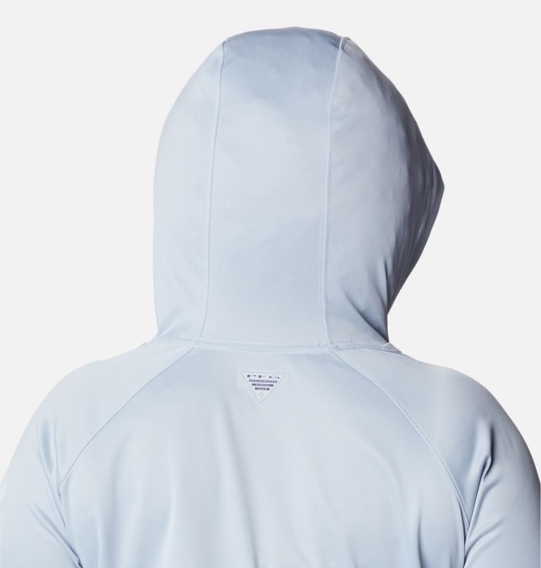 Women's Columbia PFG Tidal Tee Heather Hoodie Light Blue | Plus Size CA-R3186